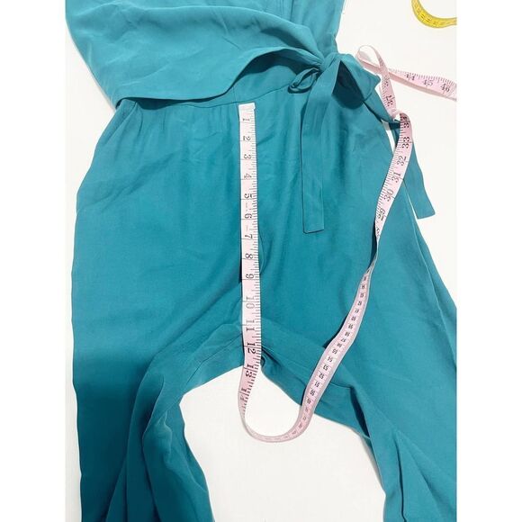 1.State Women's Twill Sleeveless V-Neck Wrap Front Jumpsuit Emerald Green Size 0 - Picture 10 of 16
